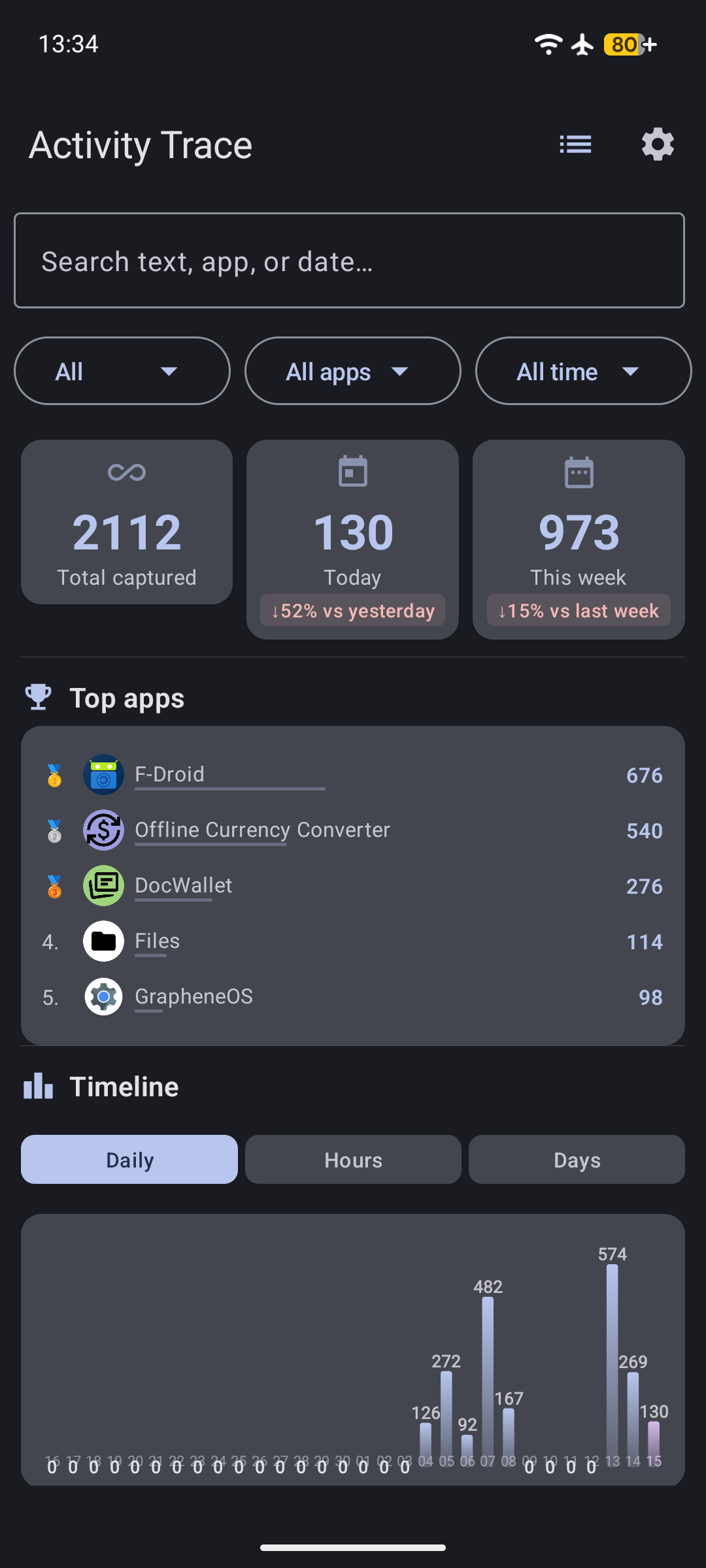 Activity Trace screenshot 2