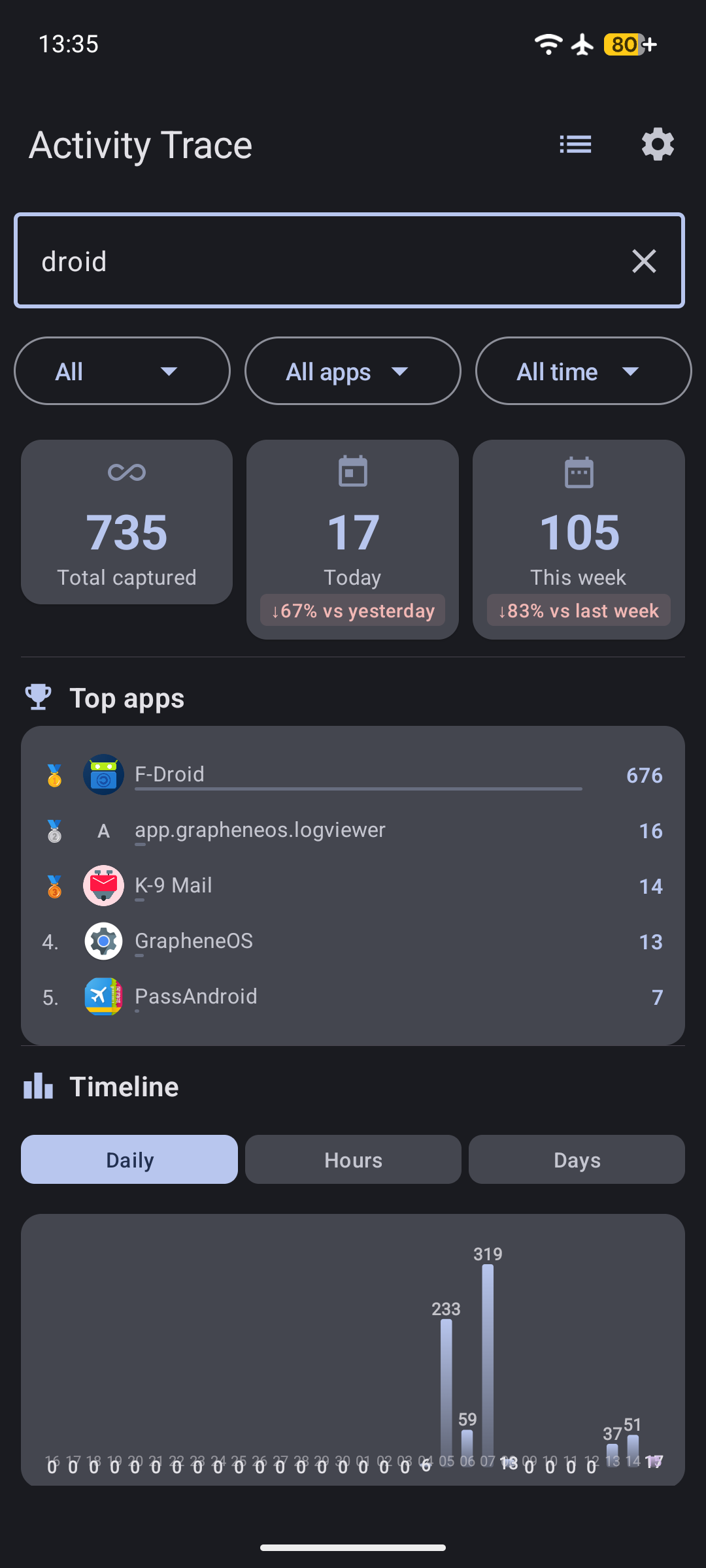 Activity Trace screenshot 3